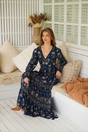 Jaase Stephanie Maxi Dress Long Billowy Shirred Sleeve - Adeline - Style House Fashion Jaase