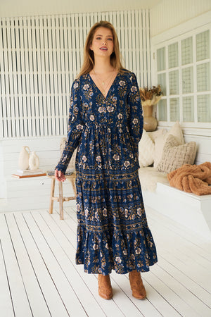 Jaase Stephanie Maxi Dress Long Billowy Shirred Sleeve - Adeline - Style House Fashion Jaase