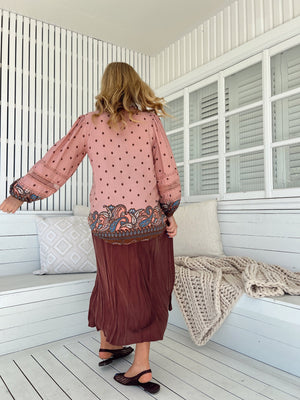 Jaase Eliza Blouse with V-Neck Lace Buttons Balloon Sleeve - Seraphina - Style House Fashion Jaase Jaase
