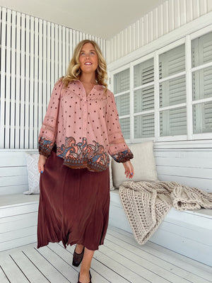 Jaase Eliza Blouse with V-Neck Lace Buttons Balloon Sleeve - Seraphina - Style House Fashion Jaase Jaase