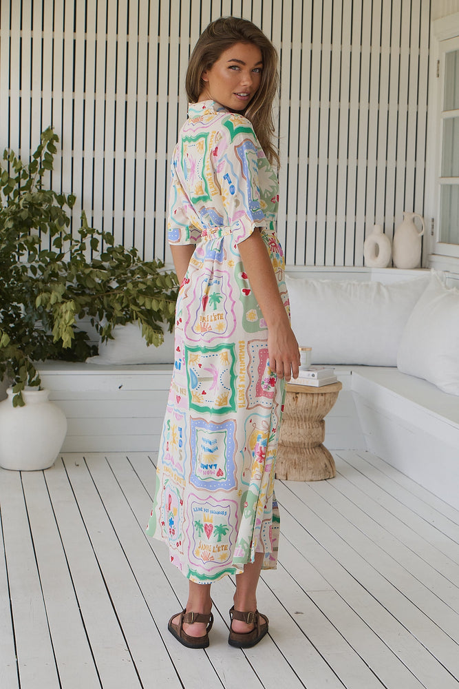 Jaase Pepper Midi Shirt Dress with Collar Buttons - La Mer - Style House Fashion Jaase