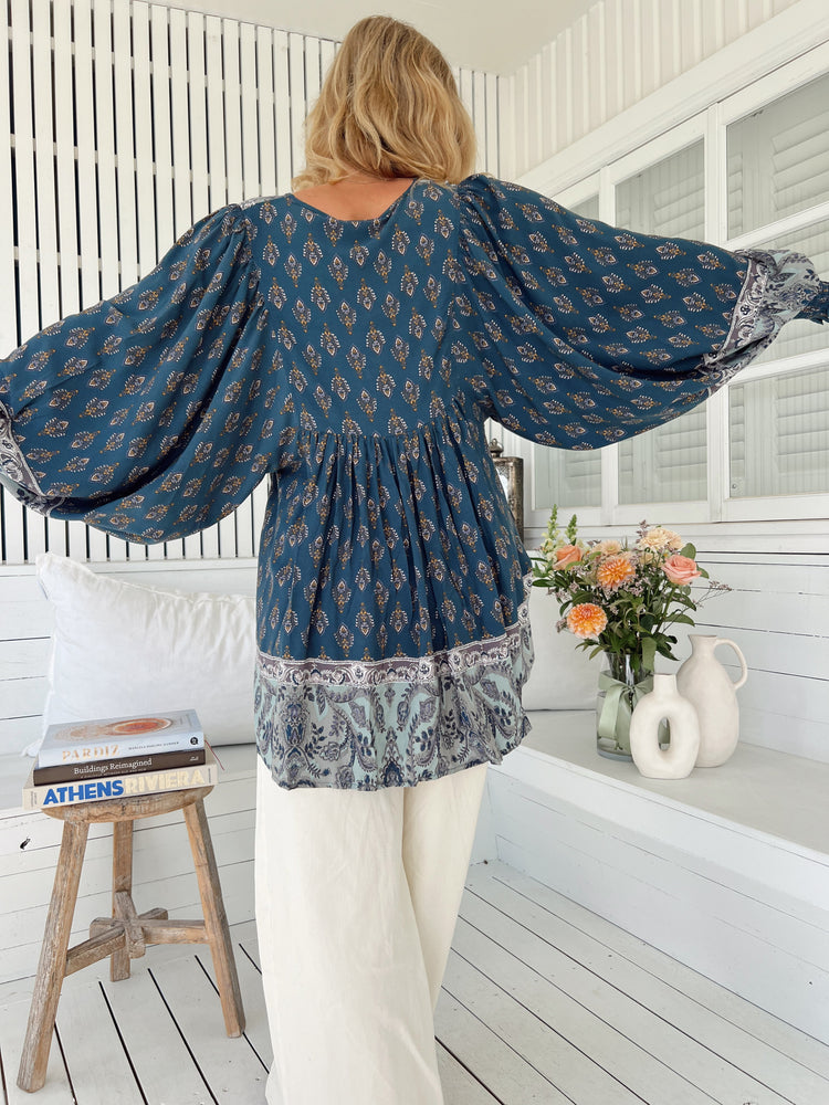 Jaase Paloma Blouse V Neck Tunic Long Billowy Sleeve - Nico - Style House Fashion Jaase