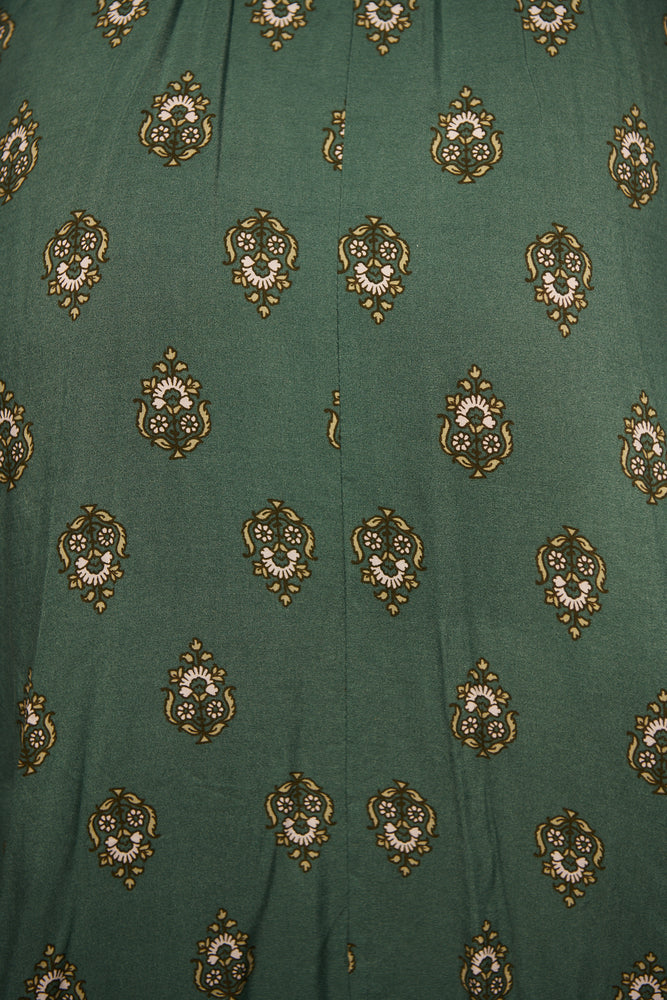 Jaase Carmen Maxi Dress with Cap Shell Sleeve V Neck Pockets Buttoned - Viridian - Style House Fashion Jaase Jaase Jaase Jaase Jaase Jaase