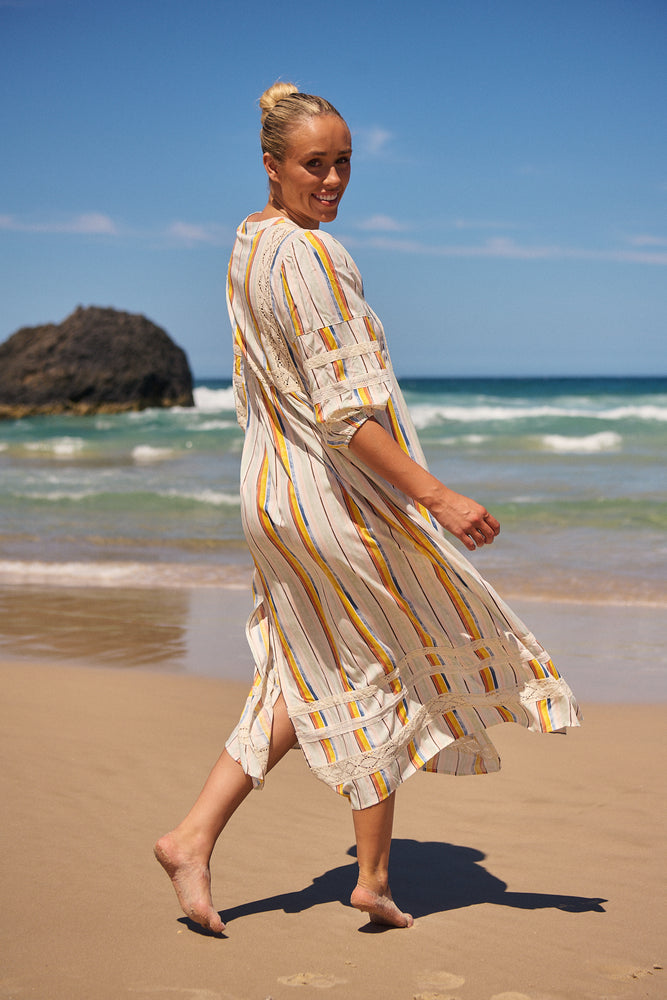 Jaase Meadow Maxi Dress with V Neck Button Bodice - Coloured Sands - Style House Fashion Jaase Jaase Jaase Jaase Jaase Jaase Jaase Jaase