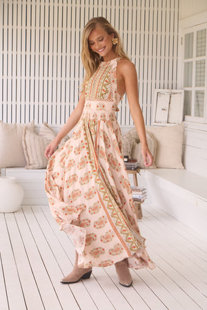 Jaase Endless Summer Maxi Dress with Halter Neck Tie Back Full Skirt - Heirloom - Style House Fashion Jaase Jaase