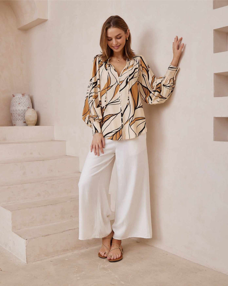 Iris Maxi - Kelsie Shirt Blouse with Long Sleeve V Neck - Rhapsody Collection - Style House Fashion Iris Maxi