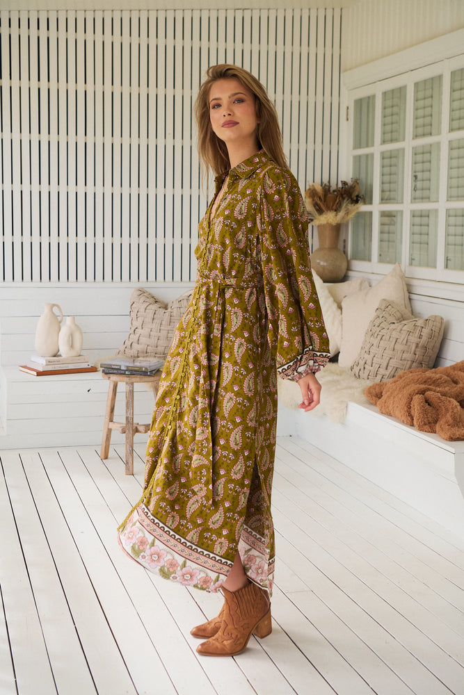 Jaase Whitney Shirt Maxi Dress with Collar Buttoned Front Lace Detail - Amalie - Style House Fashion Jaase Jaase Jaase
