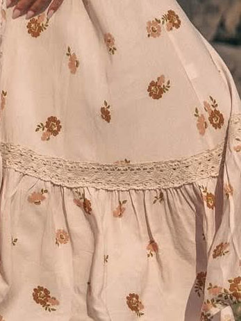 Jaase Eve Midi Dress with Lace V-Neck Buttons Half Sleeve - Vintage Sol - Style House Fashion Jaase Jaase