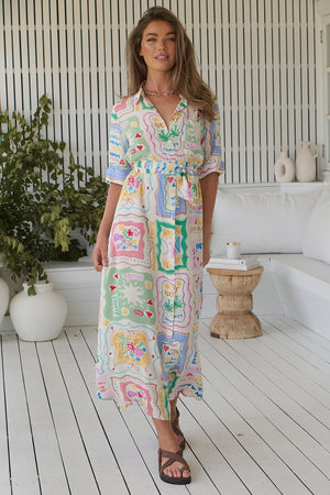 Jaase Pepper Midi Shirt Dress with Collar Buttons - La Mer - Style House Fashion Jaase
