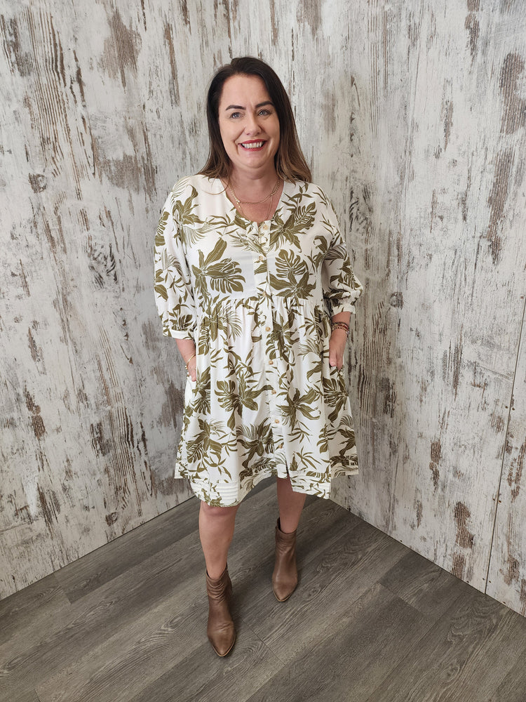 Joop & Gypsy Lilly Mini Dress V Neck Pockets - Lily Of The Valley - Style House Fashion