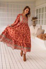 Jaase Eve Midi Dress with Long Billowy Sleeve - Lillianna - Style House Fashion Jaase Jaase