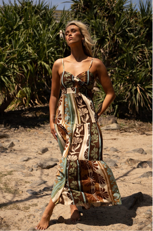 Jaase Bambi Maxi Dress with Adjustable Strap Shirred Back - Cacao Mist - Style House Fashion Jaase