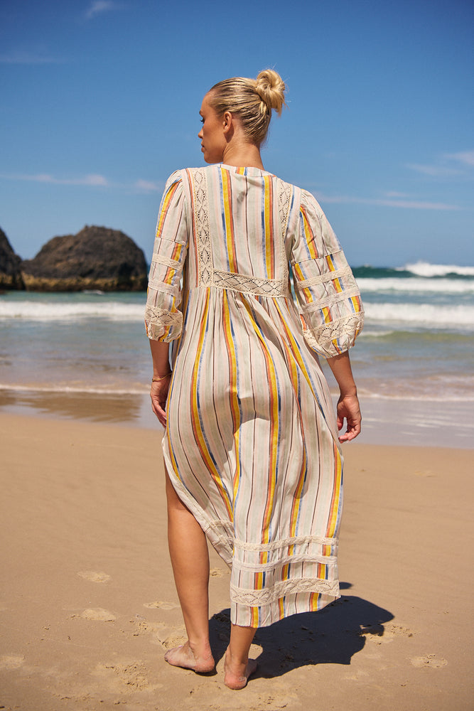 Jaase Meadow Maxi Dress with V Neck Button Bodice - Coloured Sands - Style House Fashion Jaase Jaase Jaase Jaase Jaase Jaase Jaase Jaase