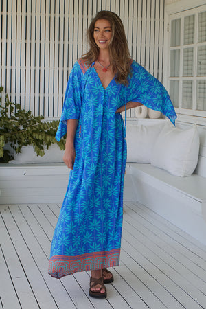 Jaase Bree Maxi Dress with V Neck Button Bodice Hankerchief Sleeve - Take Me On Vacay - Style House Fashion