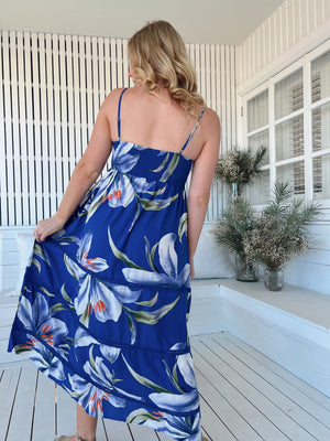 Jaase Heidi Midi Dress with Square Neck Shirred Back Adjustable Straps - Asteria - Style House Fashion Jaase