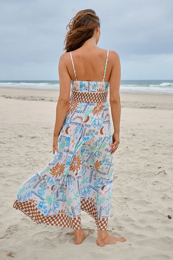 Jaase Bambi Maxi Dress with Adjustable Strap Shirred Back - Rhodes - Style House Fashion Jaase