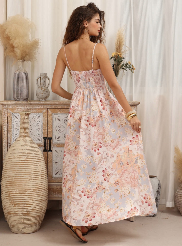 Iris Maxi Collette Maxi Dress with Square Neckline Pockets Spaghetti Strap - Rosewater