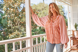 Jaase Larnie Blouse with V-Neck Buttoned Half Sleeve Elastic Cuff - Winny