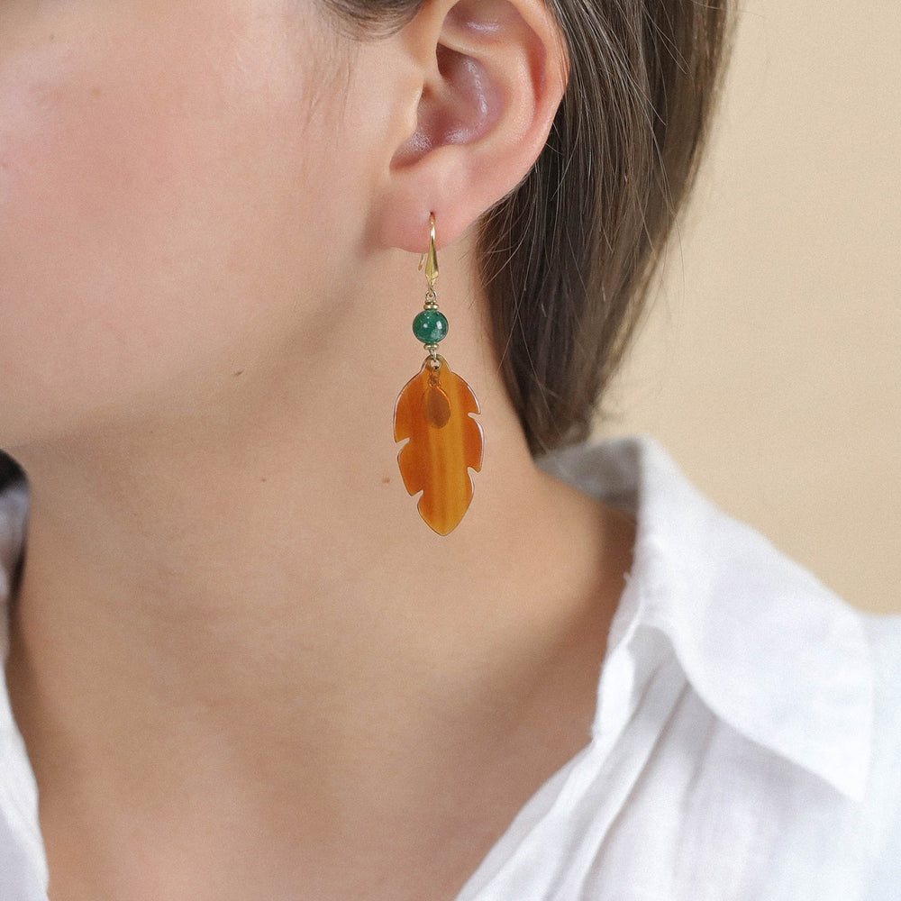 Nature Bijoux Euphoria Yellow Mother Of Pearl Feather Earrings - Style House Fashion Nature Bijoux Nature Bijoux Nature Bijoux