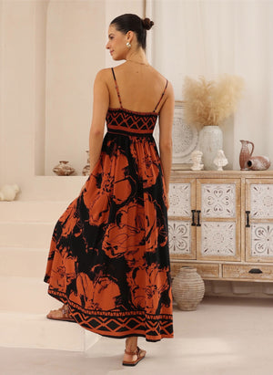 Iris Maxi Collette Maxi Dress with Square Neckline Pockets Spaghetti Strap - Tawny - Style House Fashion Iris Maxi