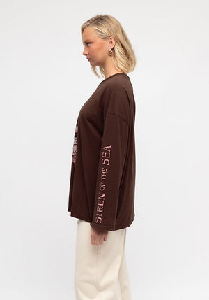 Paper Heart Siren Of The Sea Long Sleeved Vintage T-Shirt - Chocolate - Style House Fashion Paper Heart