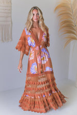 Jaase Bungalow Cotton Lace Maxi Dress with V-Neck Lace Drawstring Batwing Sleeve -Amara Bloom - Style House Fashion Jaase