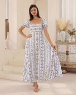 Iris Maxi Meg Maxi Dress with Square Neck Shirred Back Pockets - Sicily
