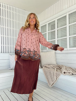 Jaase Eliza Blouse with V-Neck Lace Buttons Balloon Sleeve - Seraphina - Style House Fashion Jaase Jaase