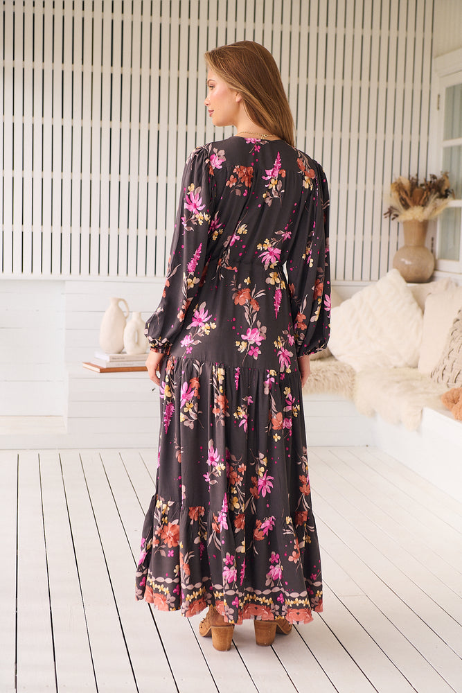 Jaase Teresa Maxi Dress Long Billowy Sleeve - Monarch Bloom - Style House Fashion Jaase