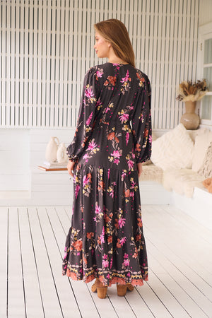 Jaase Teresa Maxi Dress Long Billowy Sleeve - Monarch Bloom - Style House Fashion Jaase