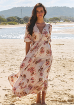 Jaase Mariana Maxi Dress with Half Sleeve V Neck Pockets - Love Story