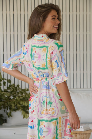 Jaase Pepper Midi Shirt Dress with Collar Buttons - La Mer - Style House Fashion Jaase