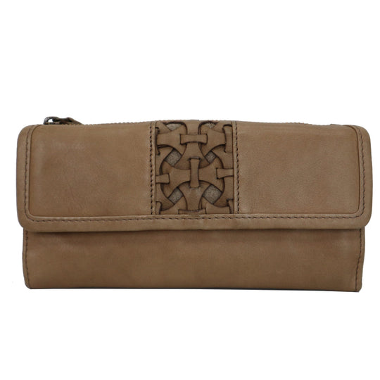 Kompanero Alina Genuine Leather Wallet - Stone Grey