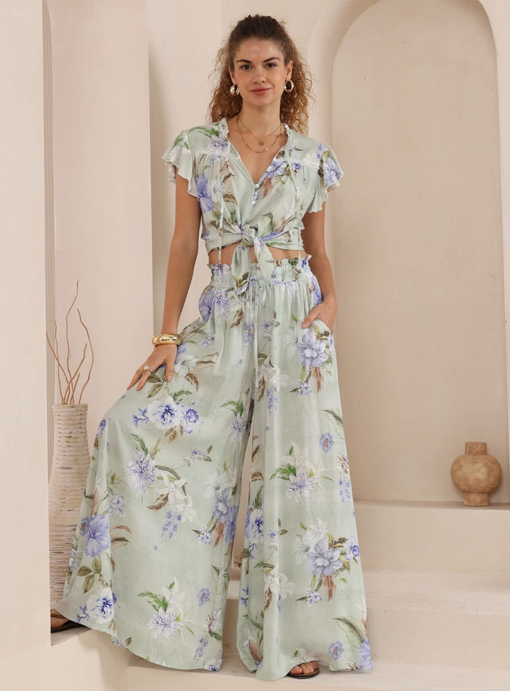 Iris Maxi Jazz Bohemian Blouse V Neck Buttoned - Cassidy