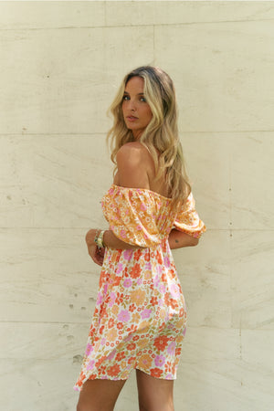 Jaase Elide Mini Dress V Neck Off Shoulder Elastic Waist - Crystal - Style House Fashion Jaase Jaase