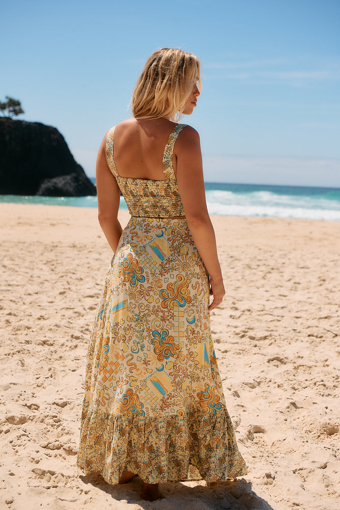 Jaase Holiday Maxi Skirt with Pockets Elastic Back Frill Hem - Sonnie - Style House Fashion Jaase