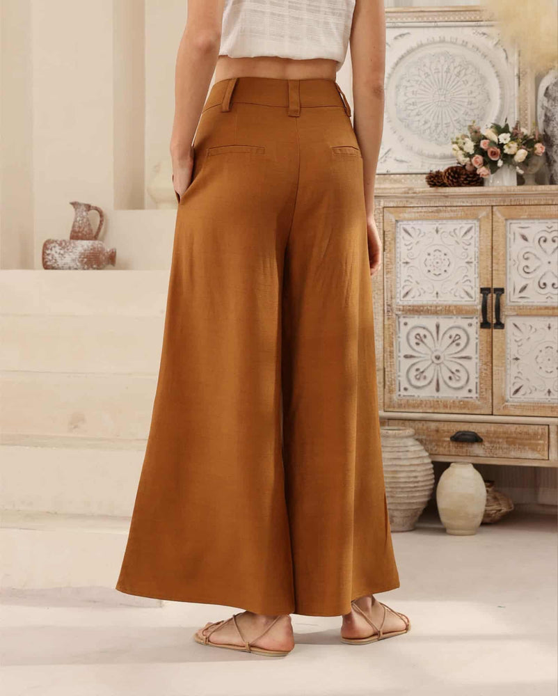 Iris Maxi Joplin Silk Linen Pants - Rust - Style House Fashion Iris Maxi