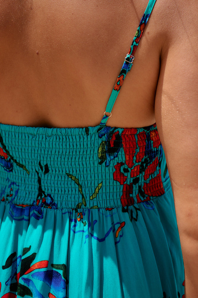 Jaase Heidi Midi Dress with Square Neck Shirred Back Adjustable Straps - Isla Mare - Style House Fashion Jaase Jaase