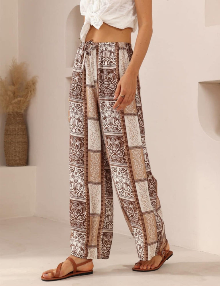 Iris Maxi Dream Pants with Drawstring Waist Straight Leg - Chocolate Marquise