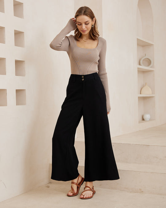 Iris Maxi Joplin Silk Linen Pants - Black