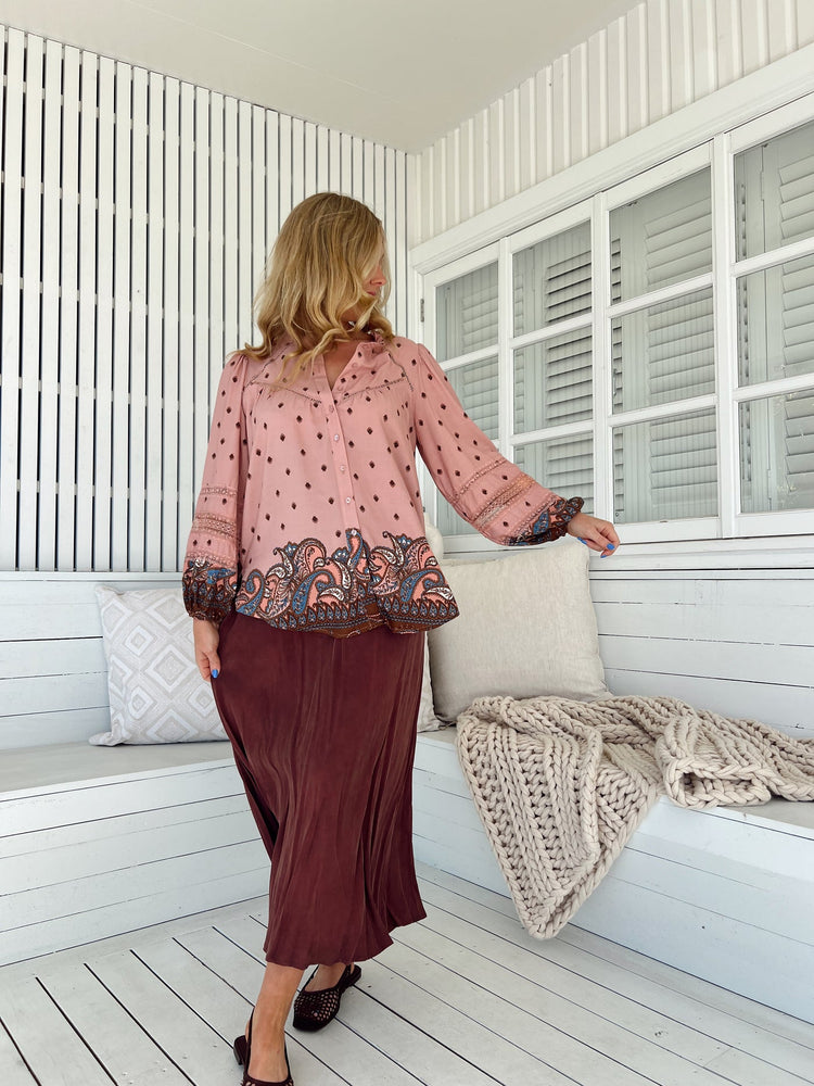 Jaase Eliza Blouse with V-Neck Lace Buttons Balloon Sleeve - Seraphina - Style House Fashion Jaase Jaase