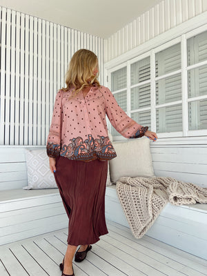 Jaase Eliza Blouse with V-Neck Lace Buttons Balloon Sleeve - Seraphina - Style House Fashion Jaase Jaase
