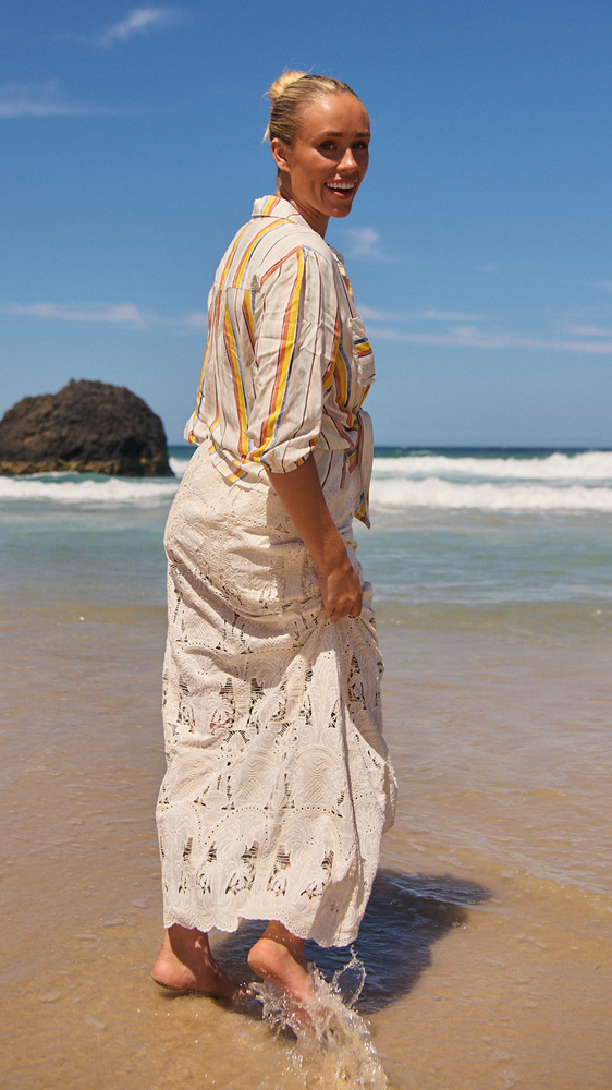 Jaase Woods Embroidered Maxi Skirt with Drawstring Waist - Golden Palms - Style House Fashion Jaase Jaase Jaase Jaase Jaase Jaase