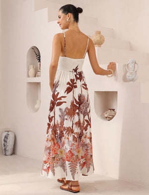 Iris Maxi Collette Maxi Dress with Square Neckline Pockets Spaghetti Strap - Desert Palms - Style House Fashion