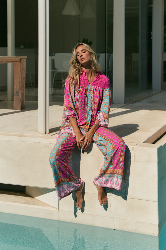 Jaase Florence Top Blouse with Lace Detail Buttoned - Cedella - Style House Fashion Jaase