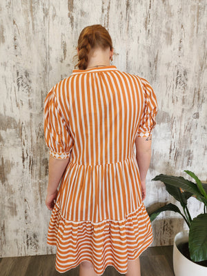 Joop & Gypsy Stripe Mini Dress V Neck Pockets - Pumpkin Striped - Style House Fashion Joop and Gypsy Joop and Gypsy Joop and Gypsy Joop and Gypsy Joop and Gypsy Joop and Gypsy