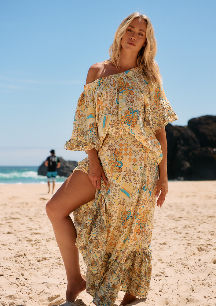 Jaase Holiday Maxi Skirt with Pockets Elastic Back Frill Hem - Sonnie