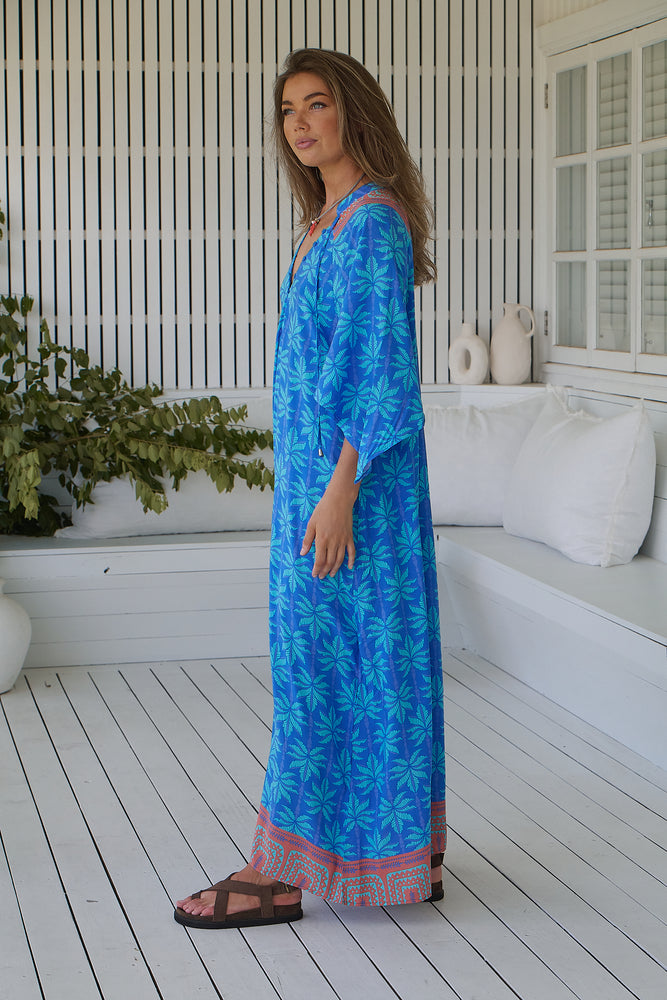 Jaase Bree Maxi Dress with V Neck Button Bodice Hankerchief Sleeve - Take Me On Vacay - Style House Fashion