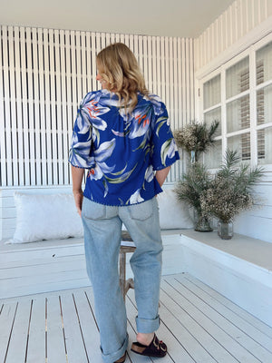 Jaase Gabriella Blouse Top with V Neck Lantern Sleeve - Asteria - Style House Fashion Jaase