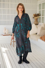 Jaase Whitney Shirt Maxi Dress with Collar Buttoned Front Lace Detail - Midnight Lilly - Style House Fashion Jaase